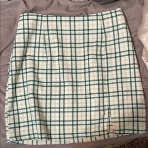 Plaid Green and White Women's Skirt